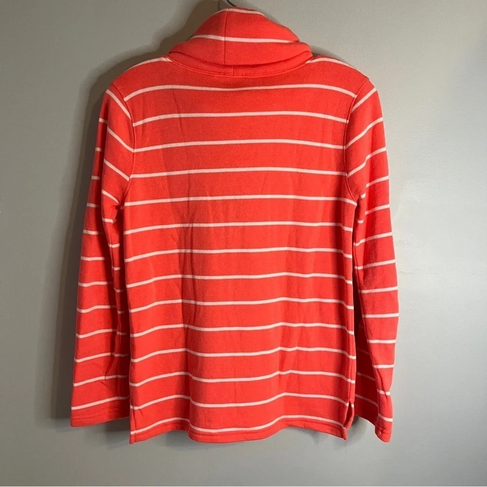 J. Crew Neon Pink Stripe Fleece Turtleneck